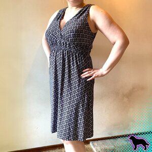 Soma Periwinkle and Black Printed Dress Mini Sleeveless Medium M Low Cut Keyhole